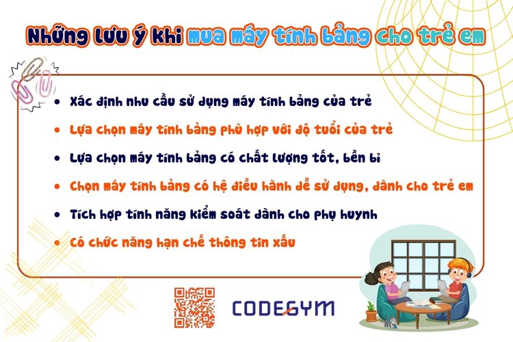 Những lưu ý khi mua máy tính bảng cho trẻ em