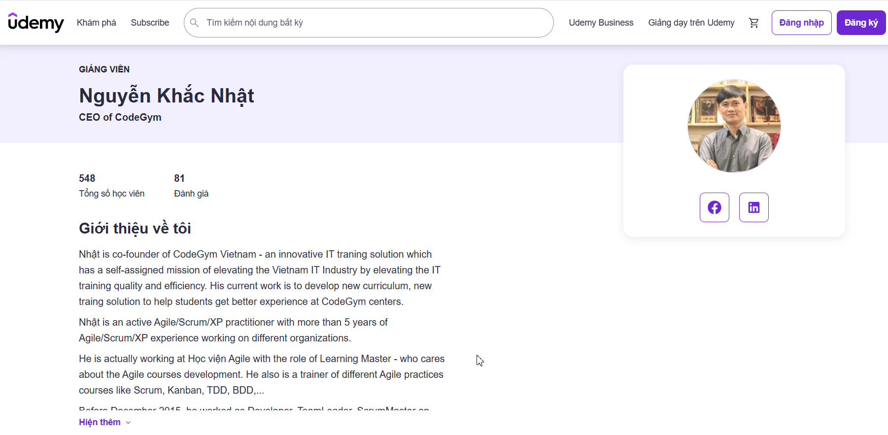 giảng viên udemy