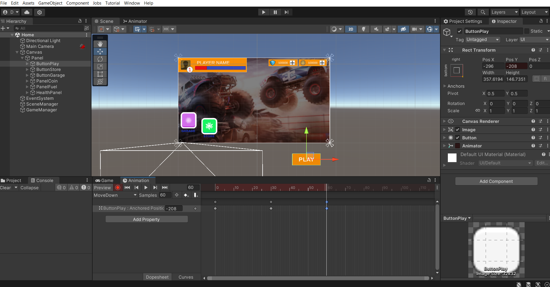 Animation và giao diện người dùng trong Unity bằng C#